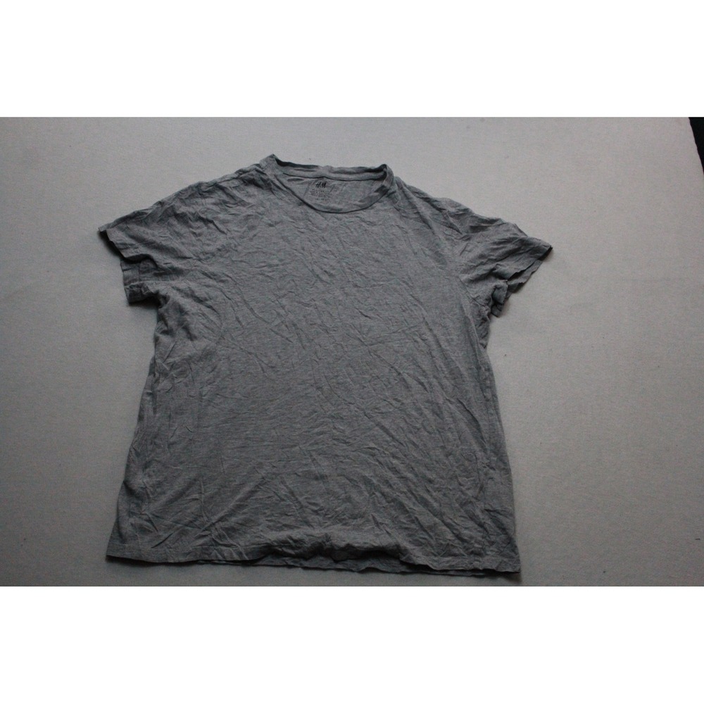 H&M T-Shirt Men Large Gray Excellent Regular Fit Short Sleeve Crew Neck Tee